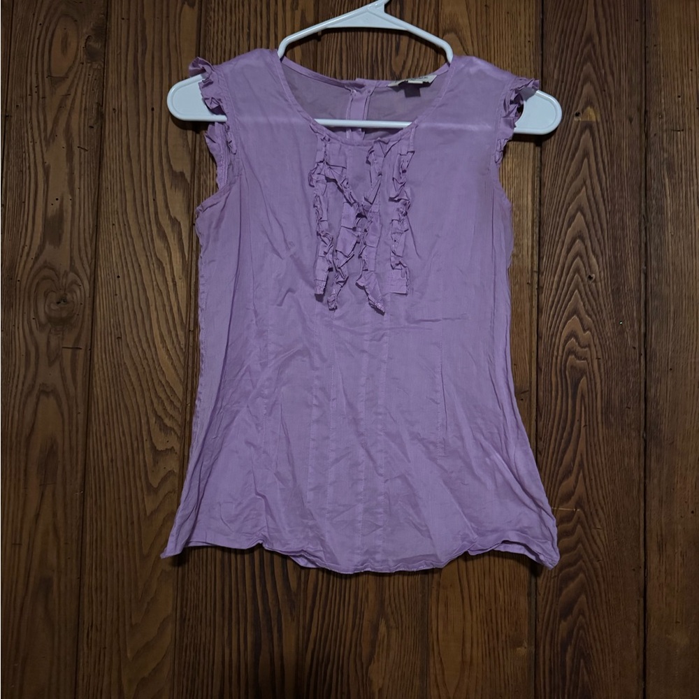 Banana Republic Lavender Ruffle Front Sleeveless Top